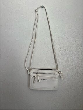 Max Studio White Pebbled Leather Crossbody Bag